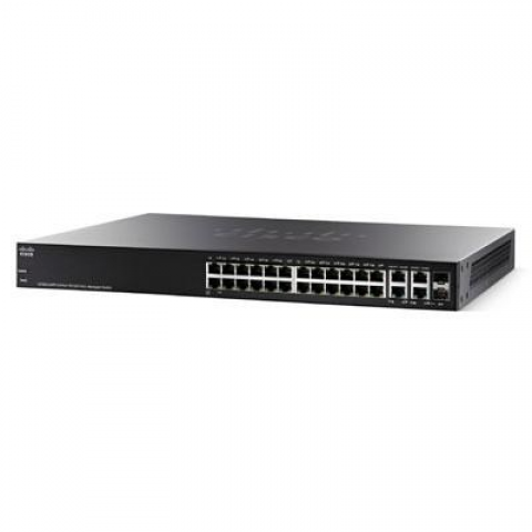 Cisco Linksys 24-Port 10/100 PoE+ Managed Switch with Gigabit Uplinks - SF300-24PP-K9-NA