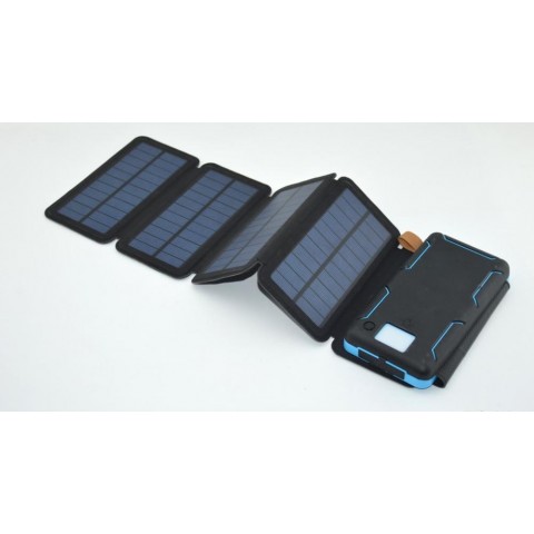 Solar Mat, 20000mAh Solar Charger Power Bank for Mobile Phones, Tablet PCs, Laptops and Other USB-Charged Devices, with 5 Solar Panels, Dual USB ports, LED Flashlight, Waterproof, Dustproof, and Shockproof.Device 