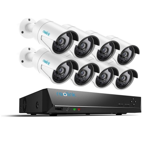Reolink PoE Security Camera System, 5MP 16CH NVR 3TB HDD, 4 Megapixels 8 Surveillance IP Cameras 24/7 Home & Business Recording RLK16-410B8